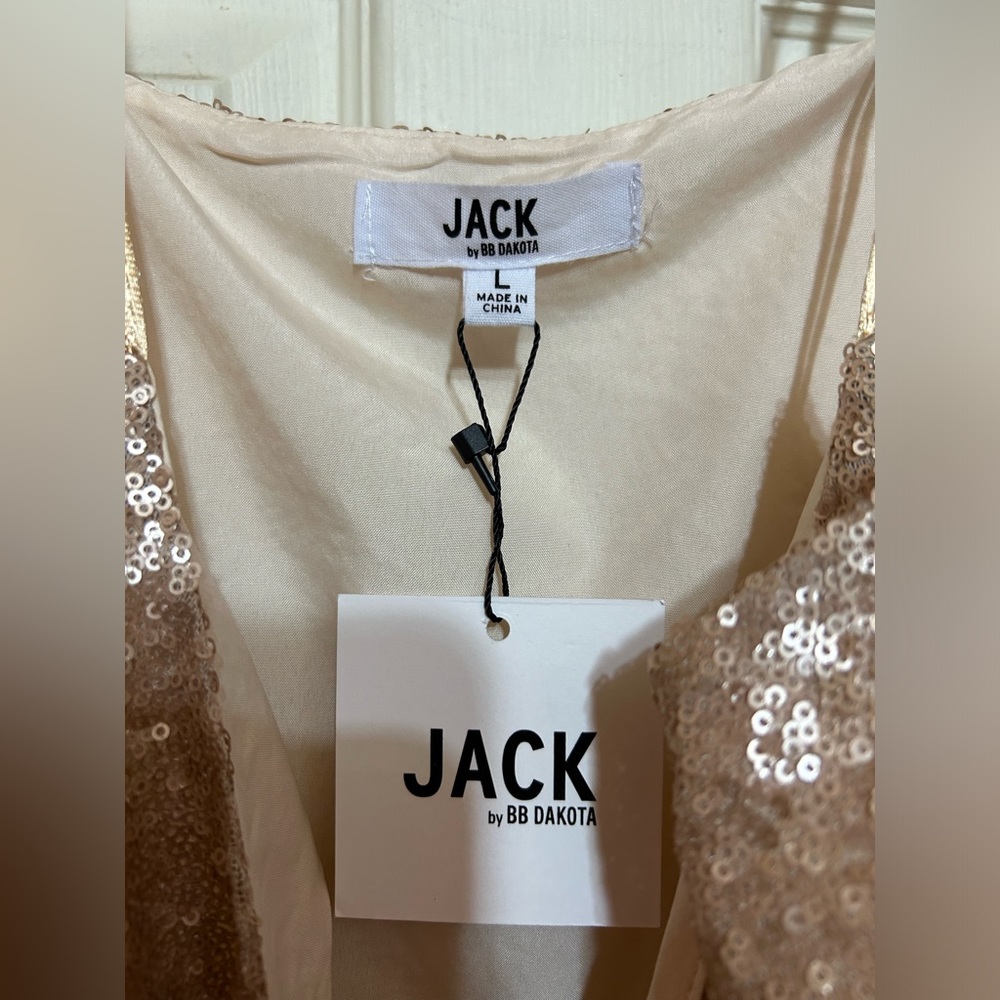 NWT Jack by BB Dakota Sequin Slip Dress Gold L - Picture 9 of 10